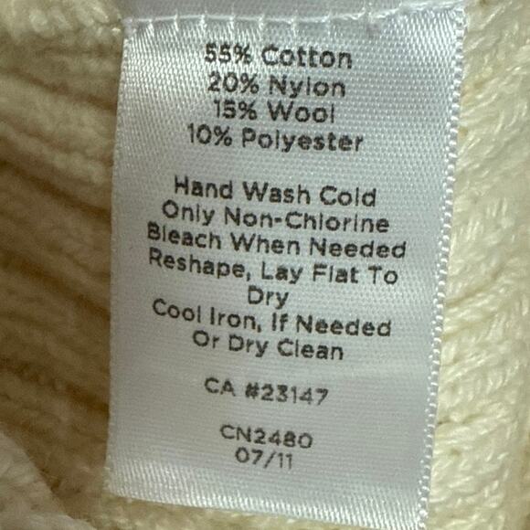 Talbots White Cable Knit Sequin Turtleneck Long Sleeve Pullover Sweater Top M - Picture 5 of 5